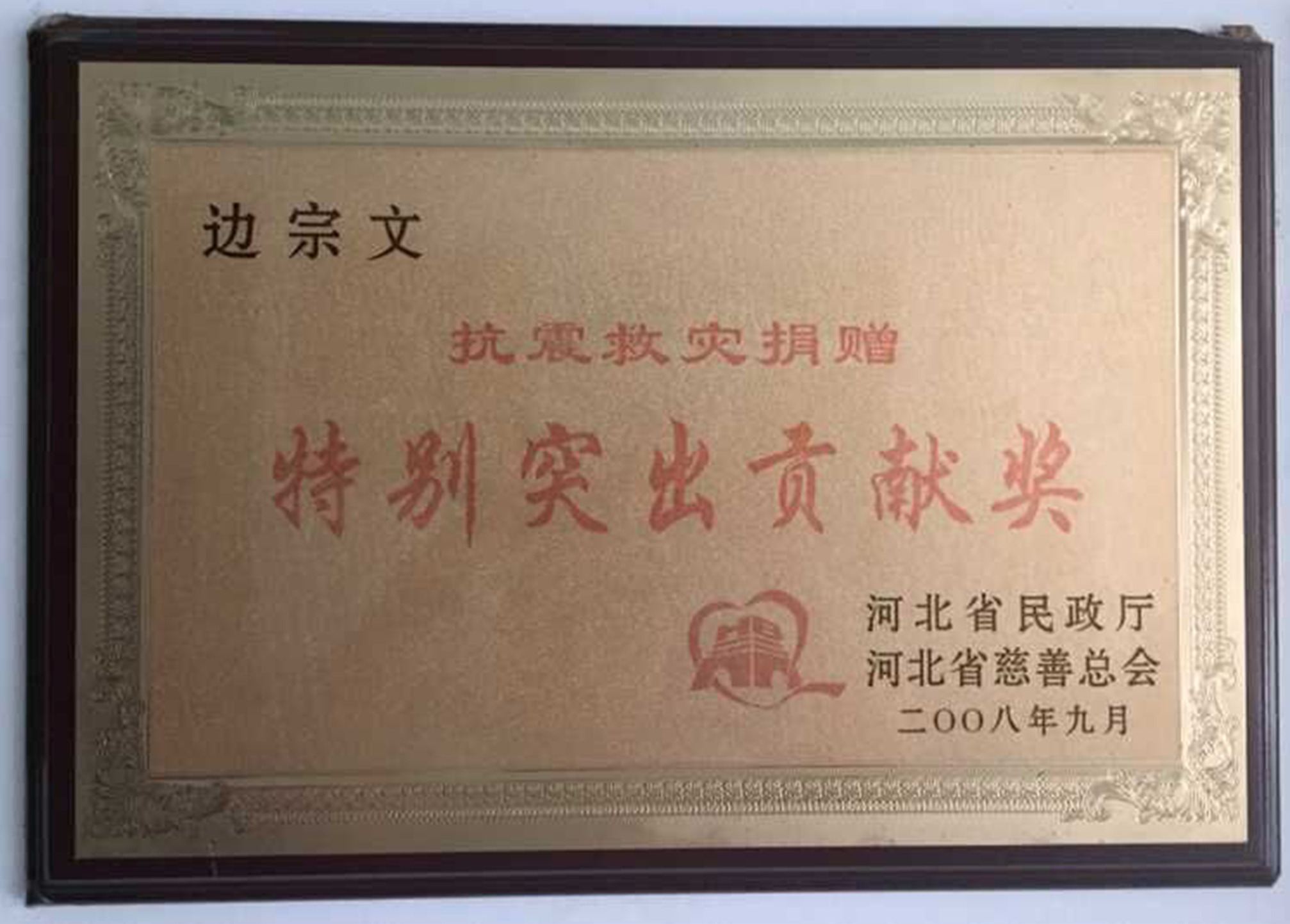 抗震救災捐贈突出貢獻獎